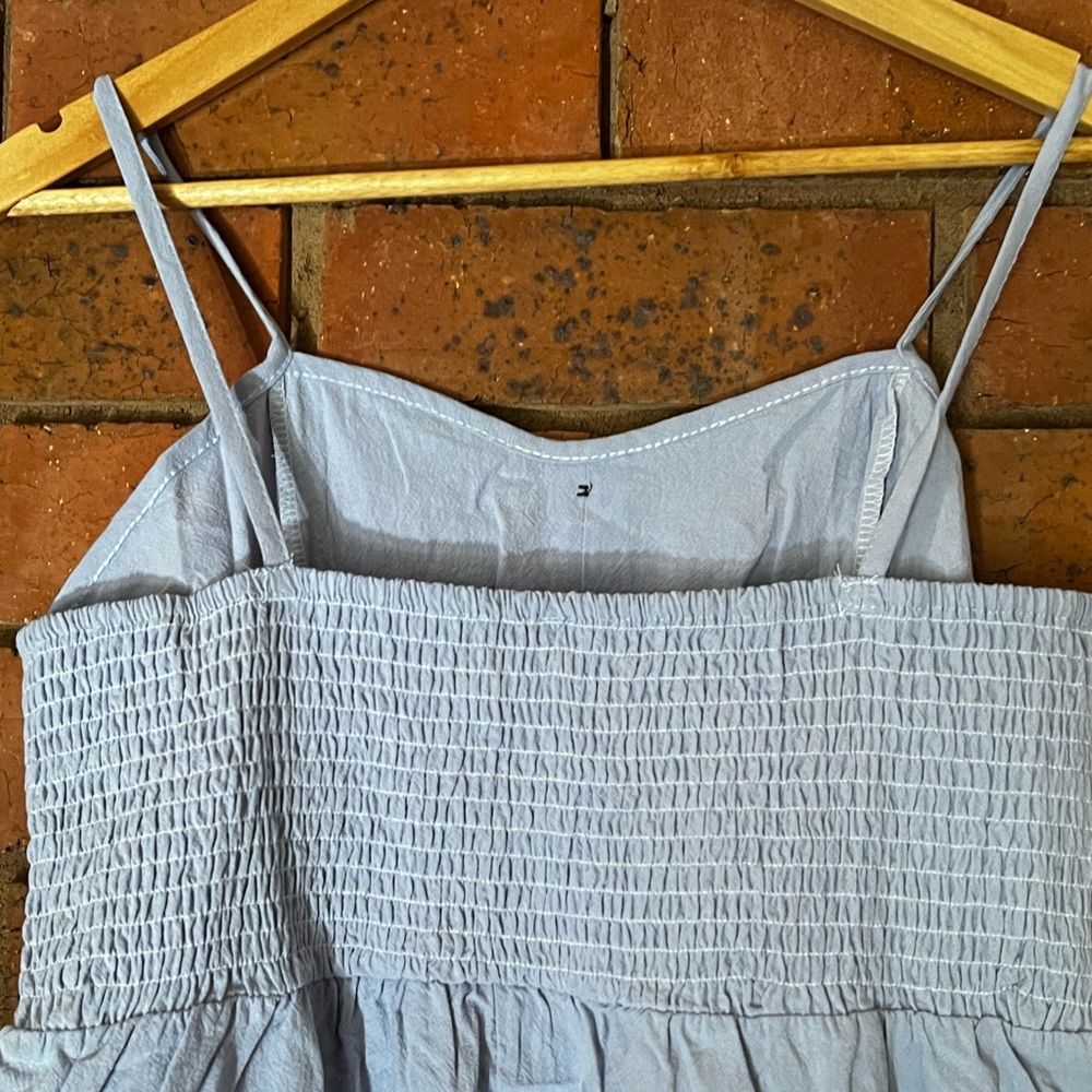 NWOT. Blue cotton summer midi dress. Not worn. Two pockets. Spaghetti straps - Picture 9 of 11